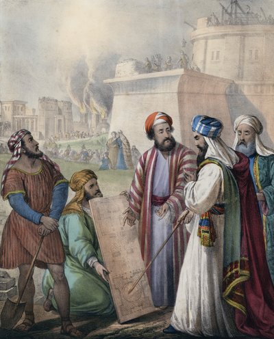 De stad en de Toren van Babel bouwen door Siegfried Detler Bendixen